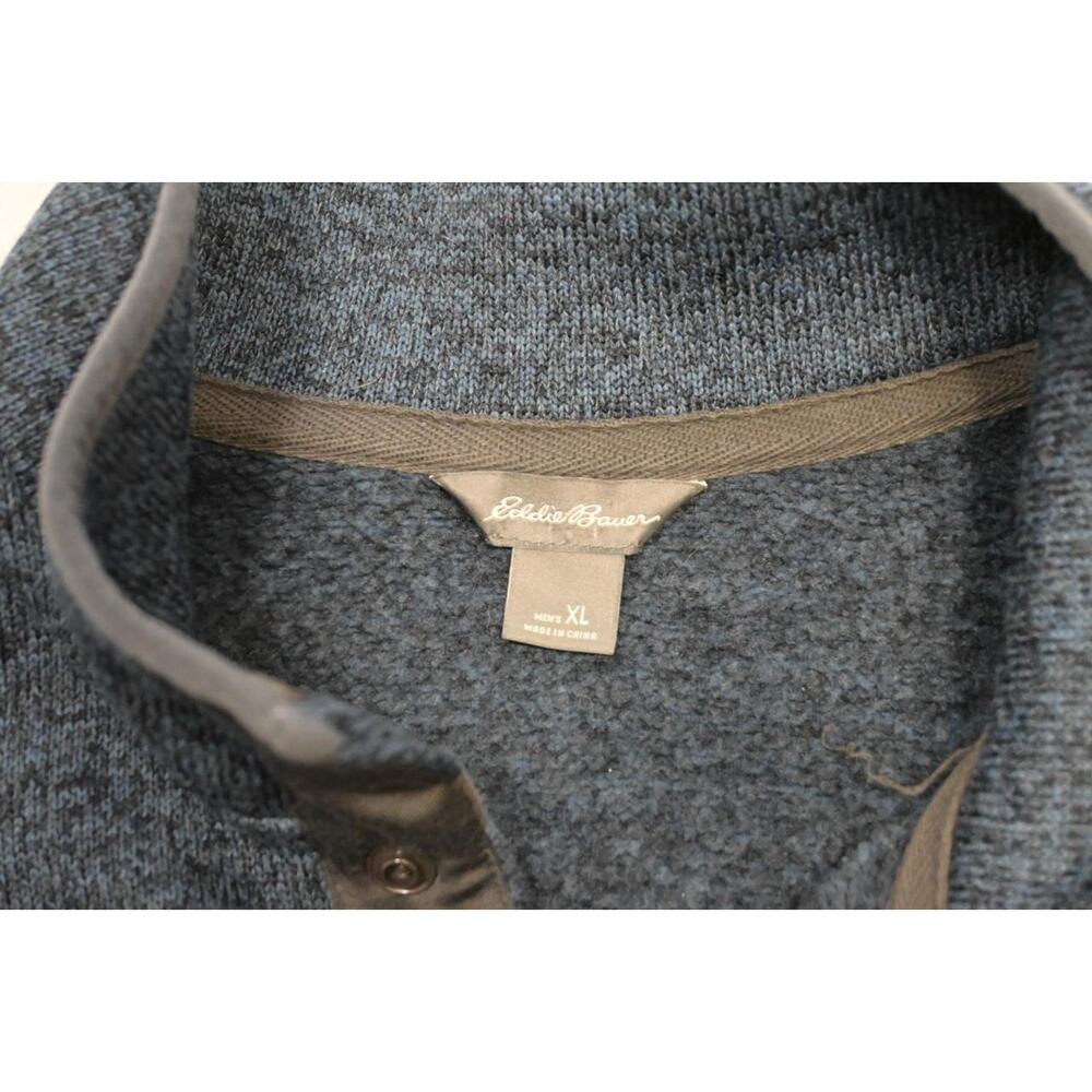 Eddie Bauer Camp Sweater Snap Neck Fleece Blue Pullover Hiking Mens Sz XL - Picture 6 of 7